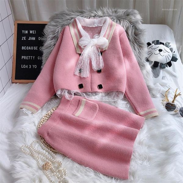 

women's knits & tees fashion autumn two pieces women sweaters + short knitted skirt elegant long sleeve sweater basic bottomings 12481, White