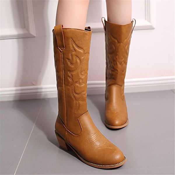 

boots autumn winter women pu cowgirl shoes1, Black