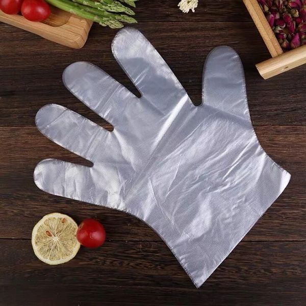 

gloves 100pcs /lot disposable gloves plastic one -off restaurant bbq transparent eco -friendly pe gloves kitchen garden accessories lx1943