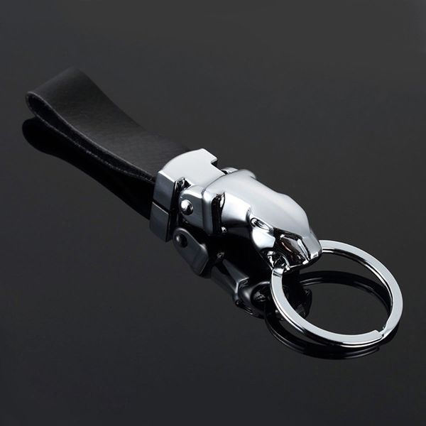 

stainless car keychain holder keyring simulation keyfob leopard head model key chain for man gift auto accessories, Silver