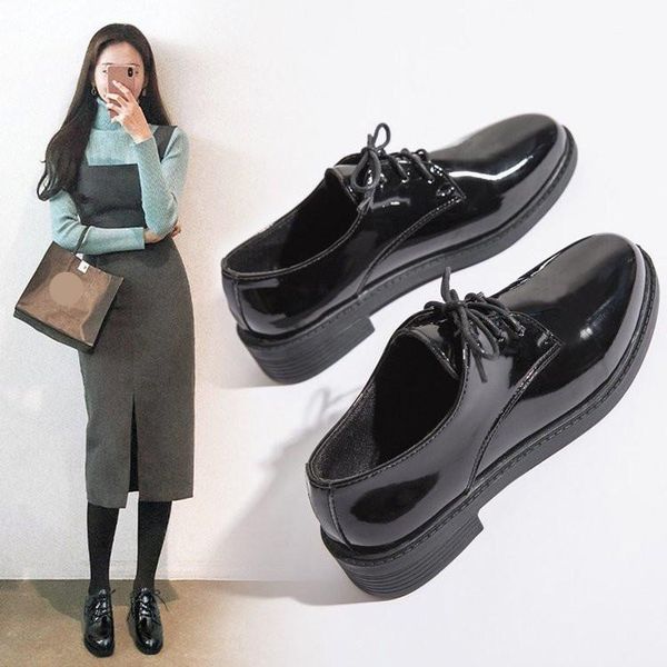 

round toe women shoes autumn british style black flats soft female footwear casual sneaker oxfords all-match fall preppy dress