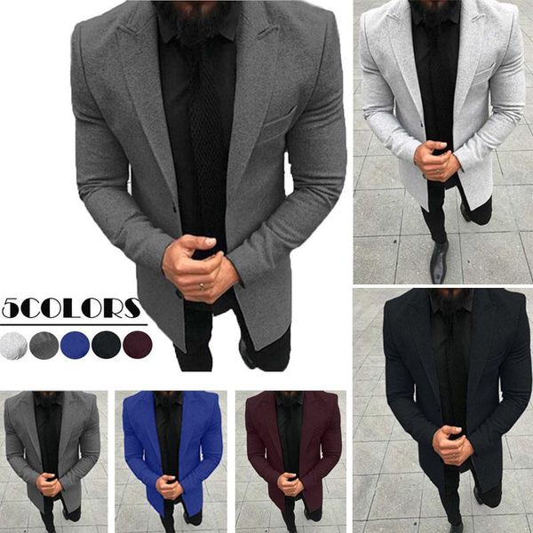

new stylish men's coats jackets turndown collar cardigan business casual slim fit career formal one button suit coat jacket, Black;brown