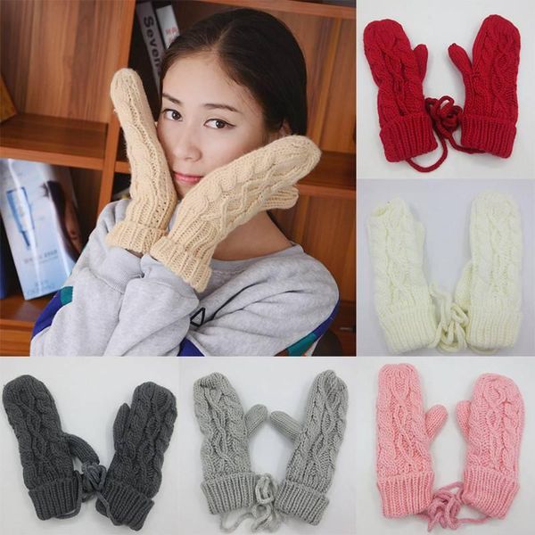 

winter mittens ladies knitted soft womens gloves thermal extra warm insulated, Blue;gray