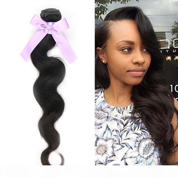 

7a brazilian body wave 3 4 bundles unprocessed virgin peruvian malaysian indian brazilian human hair weaves mink brazilian body wave, Black