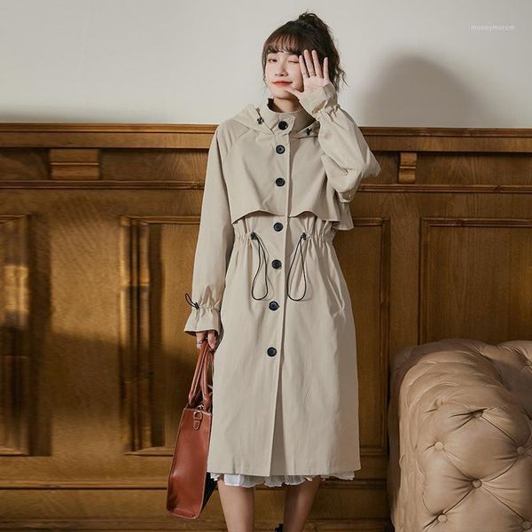 

women's trench coats fashion long sleeve women double brasted windbreaker korean coat outerwear a2091, Tan;black