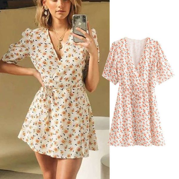 

pastoral summer 2019 blogger new fashion floral print wrap dress s1-0151, Black;gray