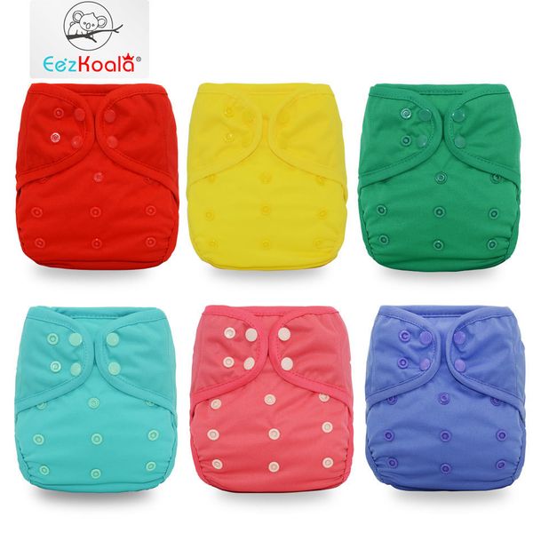 

eezkoala 6pcs/set  cloth diaper cover washable eco-friendly cloth diaper adjustable nappy reusable cloth nappy 201117