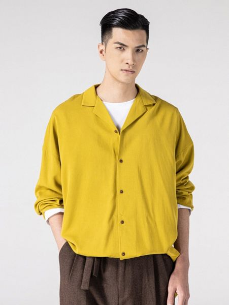 

men revere collar drop shoulder shirt f47z#, White;black