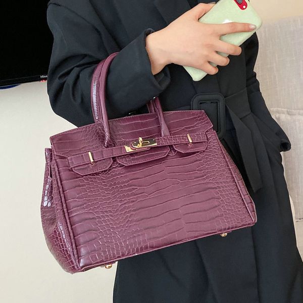 

большая мощность сумка женская сумка новый корейский стиль зима мода крокодиловый узор портативный сумка для плеча кроковица биркин