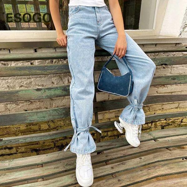 

streetwear straight lace up high waist women jeans blue pocket zipper cotton autumn winter pants 2020 new fashion1