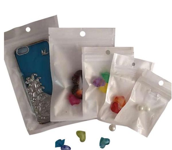 Weiße/klare, selbstklebende Kunststoff-Einzelhandelsverpackung mit Reißverschluss, Poly-Verpackungsbeutel, Aufhängeloch für Handyhülle, USB-Kabel, Kopfhörer