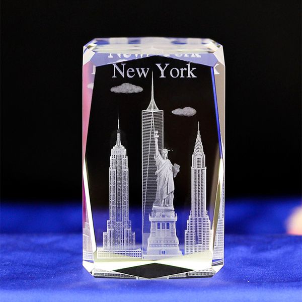

2021 new york statue of libety laser engraved crystal light 50*50*80mm with base 1mg2