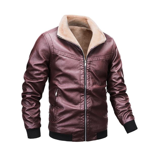 

winter retro jacket men fleece wool warm jackets coat men's faux leather outwear male casual thicken windproof overcoats, Black;brown
