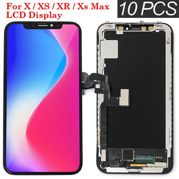 

10pcs/lot for iphone x xr xs xsmax full lcd assembly with 3d touch replacement oled display lcd digitizer module