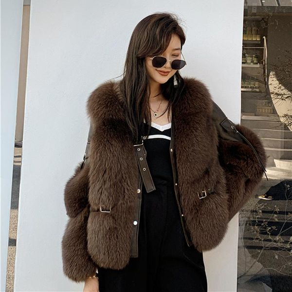 

women's fur & faux jackets lady luxury winter genuine sheepskin leather women coats 2021 fashion style s7931, Black
