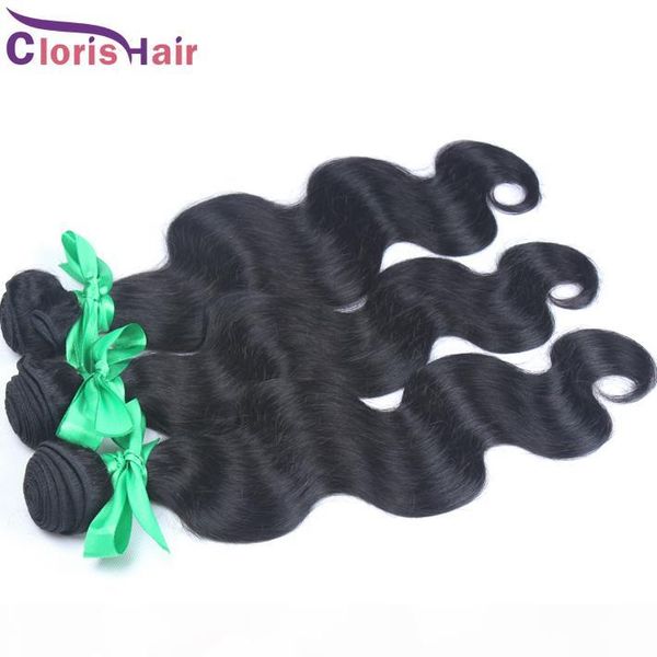 

unprocessed indian body wave human hair weave mixed length 3 bundles wholesale wet and wavy raw indian remi hair weaving, Black