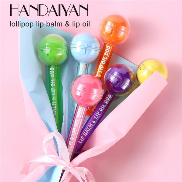 Handaiyan Lollipop Lip Balm Увлажняющий прозрачную прозрачную помаду длительного увлажняющегося губ косметическое блеск для губ