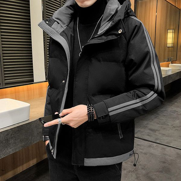 

cotton padded men's autumn and winter down jacket, Black