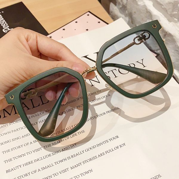 

vintage overszied square sunglasses for women new fashion brand black green cat eye sun glasses uv400 men alloy gradient eyewear, White;black