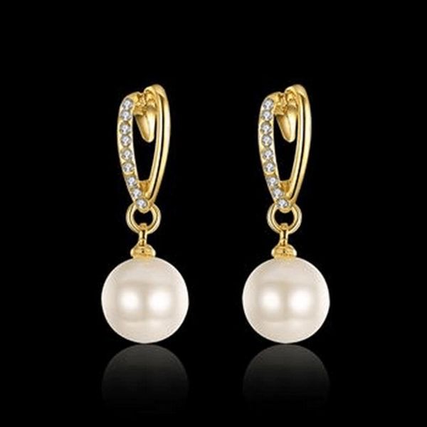 

fashion jewelry luxury 3 color gold filled pearl drop earrings wire hollow female wedding party gift jewelry, Silver