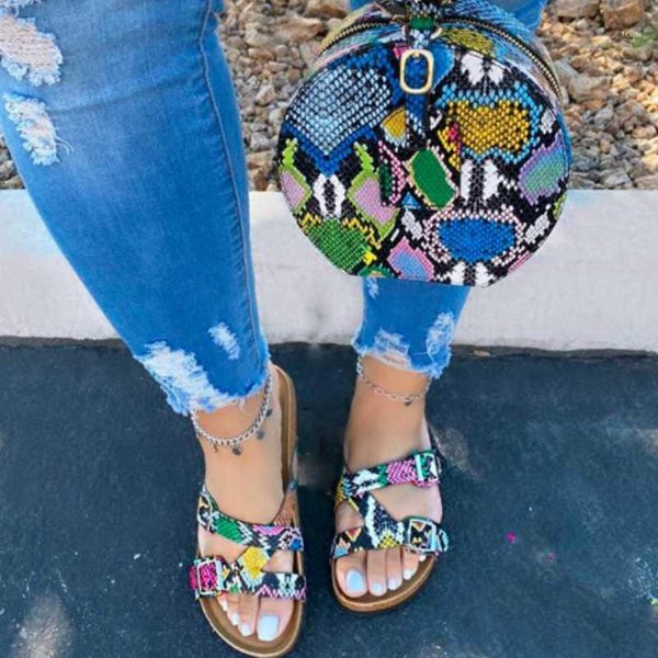 

slippers summer women flat heel ring toe animal prints buckle flop flips casual fashion female ladies shoes zapatos de mujer1, Black