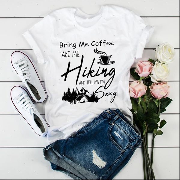 

women coffee hiking camper fashion print clothes ladies womens clothes female tumblr t shirt graphic t shirt t shirts, White