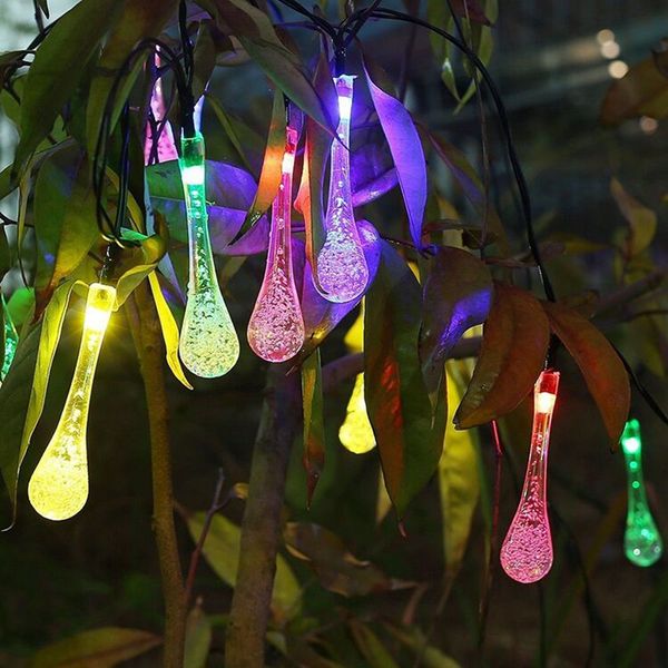 

7m 50led fairy light led solar powered water drop string lights wedding christmas party festival outdoor indoor decotion