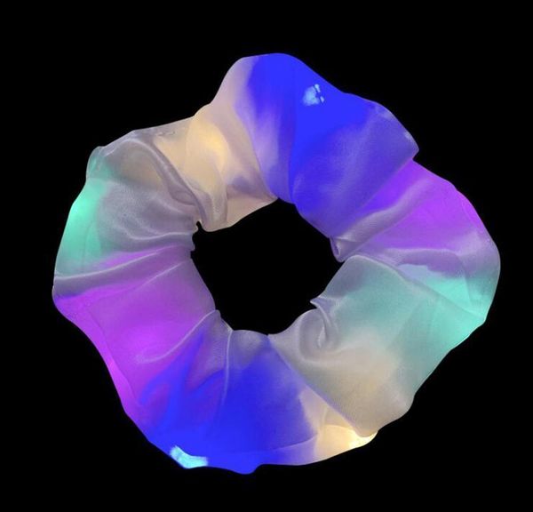 

2020 new arrival girls led luminous scrunchies hairband ponytail holder headwear elastic hair bands solid color hai jllnux jjxh, Slivery;white