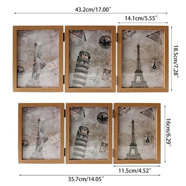 

retro double-sided triple-fold composite p frame hinged picture frame with g gxma