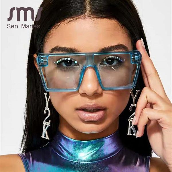 Wholesale-2020 Maxi-Quadrat-Sonnenbrille-Frauen Fashion Flat Top bunten Raum-Objektiv-Gläser Weinlese-Mann-Gläser