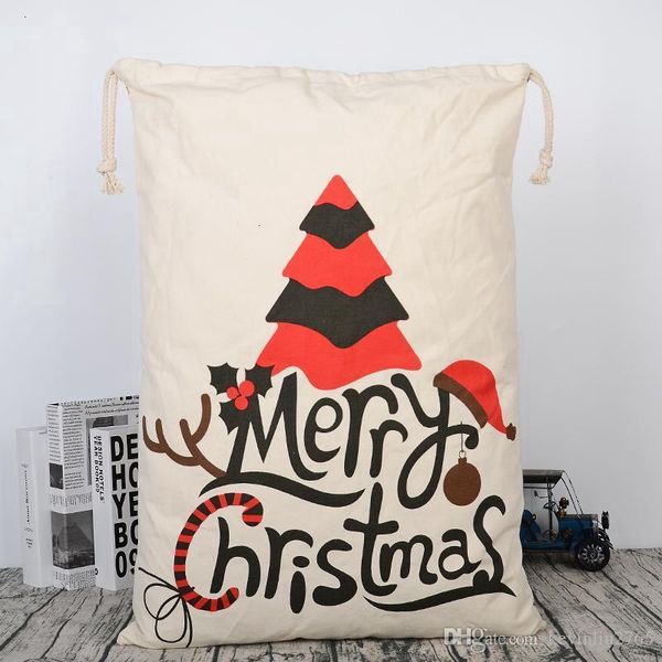 

canvas sants large candy in drawstring stock claus bag xmas santa sacks gift bags for christmas decorationfv5d