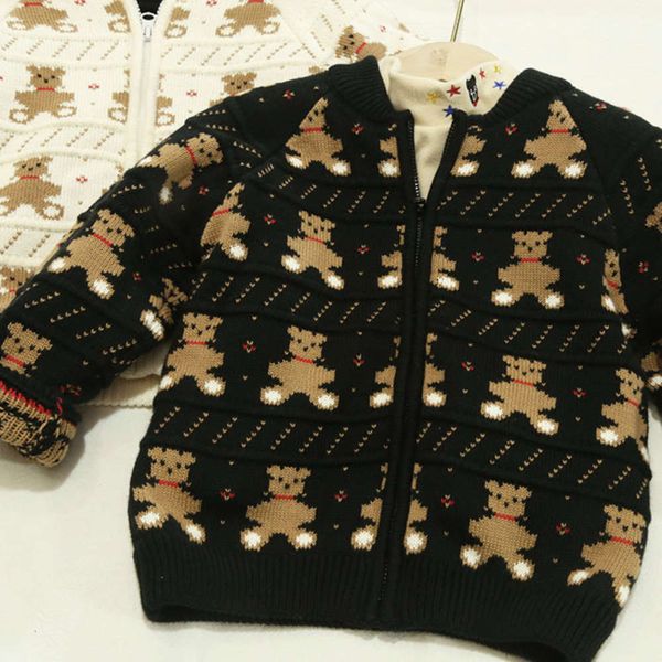 

cartoon autumn korean winter jacquard 2020 boy's cardigan et t-shirt children's wear vo98, Black
