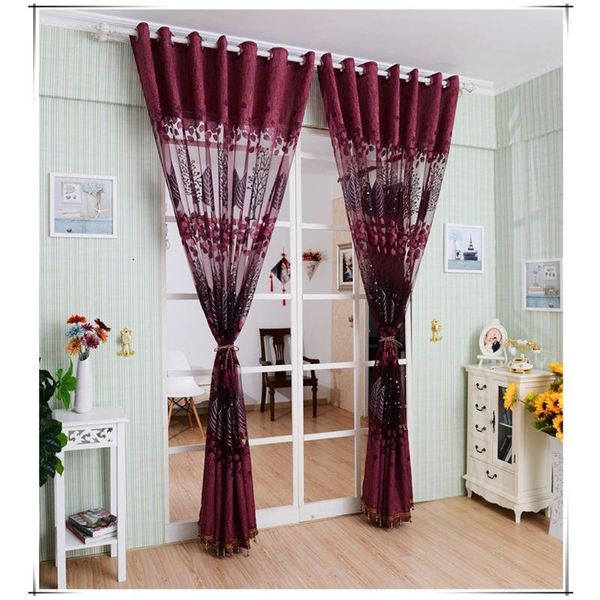 

2pcs european half shading burnt-out curtain for door window decoration window screening pastoral voile curtains bedroom decor