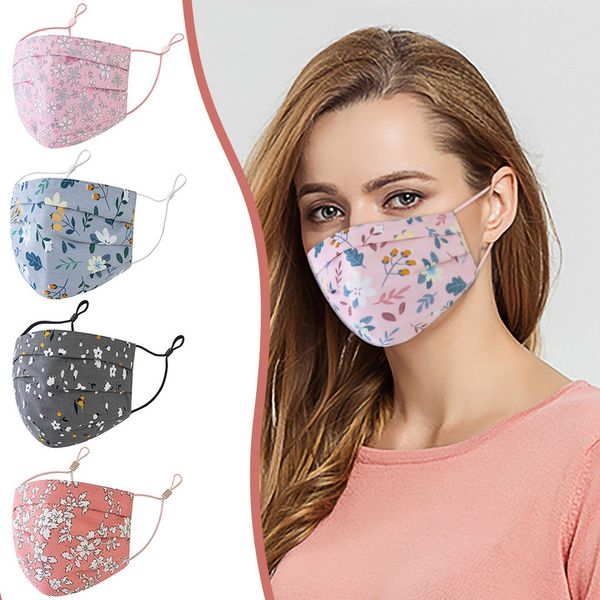 

factory 1pcs washable reusable cotton face fashion adjustable printing colored women mouth mask with design mascar