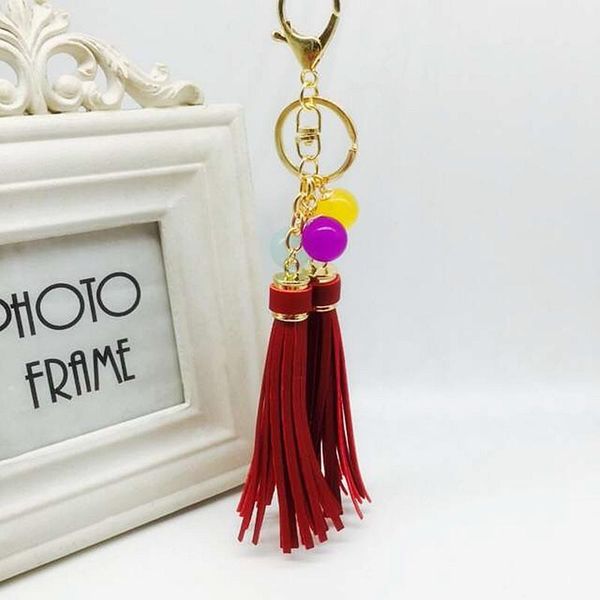 

new leather tassel keychain for women car charm womens keyring llaveros mujer chaveiro porte cle chaveiros sleutelhanger eh644 h jllisc, Red;blue