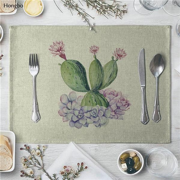 

белье placemat succulentents кактус растения узор столовая столовая коврик ткань столовая салфетка для свадьбы кухонная чашка коврик для веч