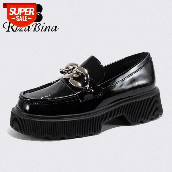 

rizabina size 34-43 women pumps real leather fashion spring platform thick heel shoes woman retro daily office lady footwear #2v7f