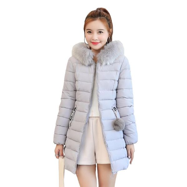 

2020 artificial raccoon fur collar winter jacket women winter and autumn wear parkas outwear women long coats, Black