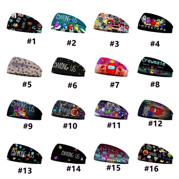 

game among us headband men women anime hairband sports sweat band hair hoop elestic terry hair snood hairlace hair clasp g11301, Slivery;white