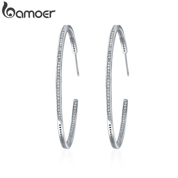 

bamoer new collection silver color luminous clear cz circle hoop earrings for women fashion earrings jewelry gift yie115 200923, Golden;silver