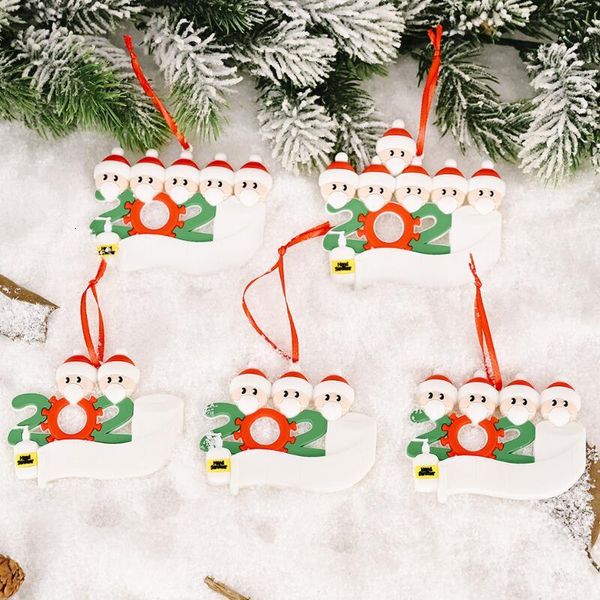

party gift christmas quarantine birthdays xmas decoration product personalized family of 7 ornament pendant with face ma