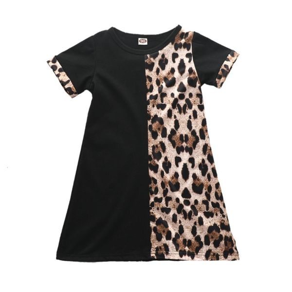 

summer casual baby girls leopard printing short sleeve, Black;gray