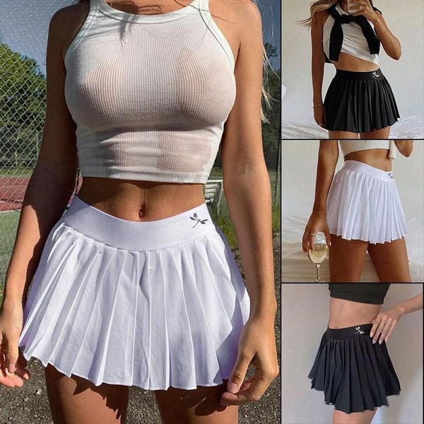 

2021 new ladies fashion girls women pleated skirt summer high waist pleated mini skirt slim waist casual tennis uniform, Black