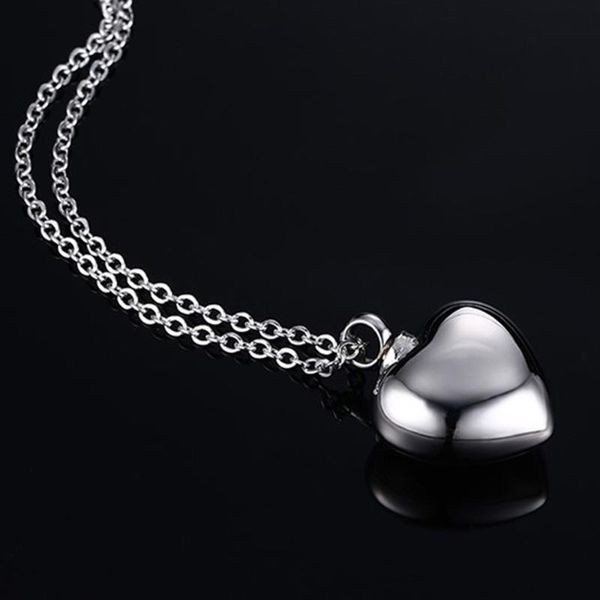 

pendant necklaces fashion tube perfume bottle necklace for women stainless steel heart perfum with chain, Silver
