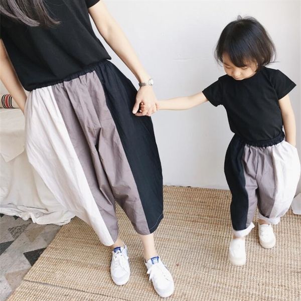 

japanese style spring baby boys girls fashion spliced bloomers loose casual harem pants mom and me knickerbockers y200713, Blue