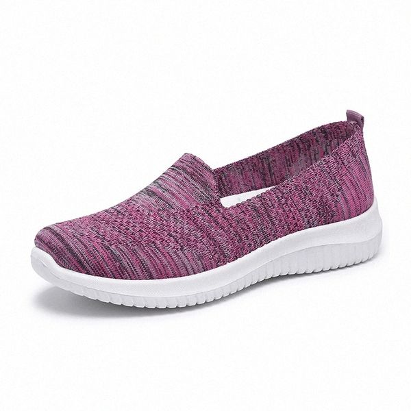 

women casual shoes light sneakers breathable mesh summer knitted vulcanized shoes outdoor slip-on sock shoes plus size tennis a8 #uk8y