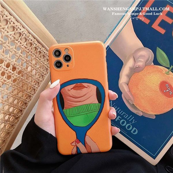 

net red spoof self portrait mirror 12 / 11pro max x / xs / xr mobile phone case vip 7p female 8plus silicone ins personality creativity