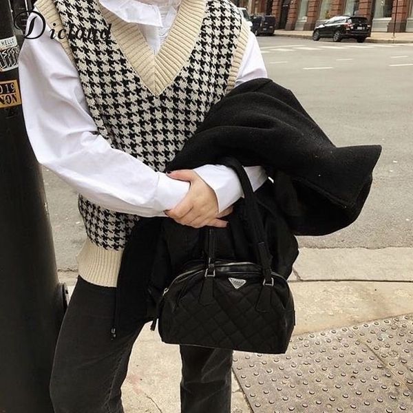 

dicloud v neck knitted vest woman casual new autumn winter sleeveless ladies oversize sweater fashion street outerwear y201128, White;black