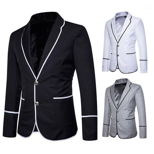 

men's suits & blazers blazer men fashion trend preppy single row two-button contrast color casual slim mens jacket1, White;black