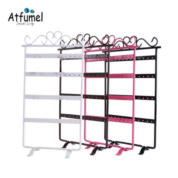 

metal earring necklace jewelry organizer rack lady's room stud jewelry display shelf 24 pairs earring holder hanging stand, Pink;blue